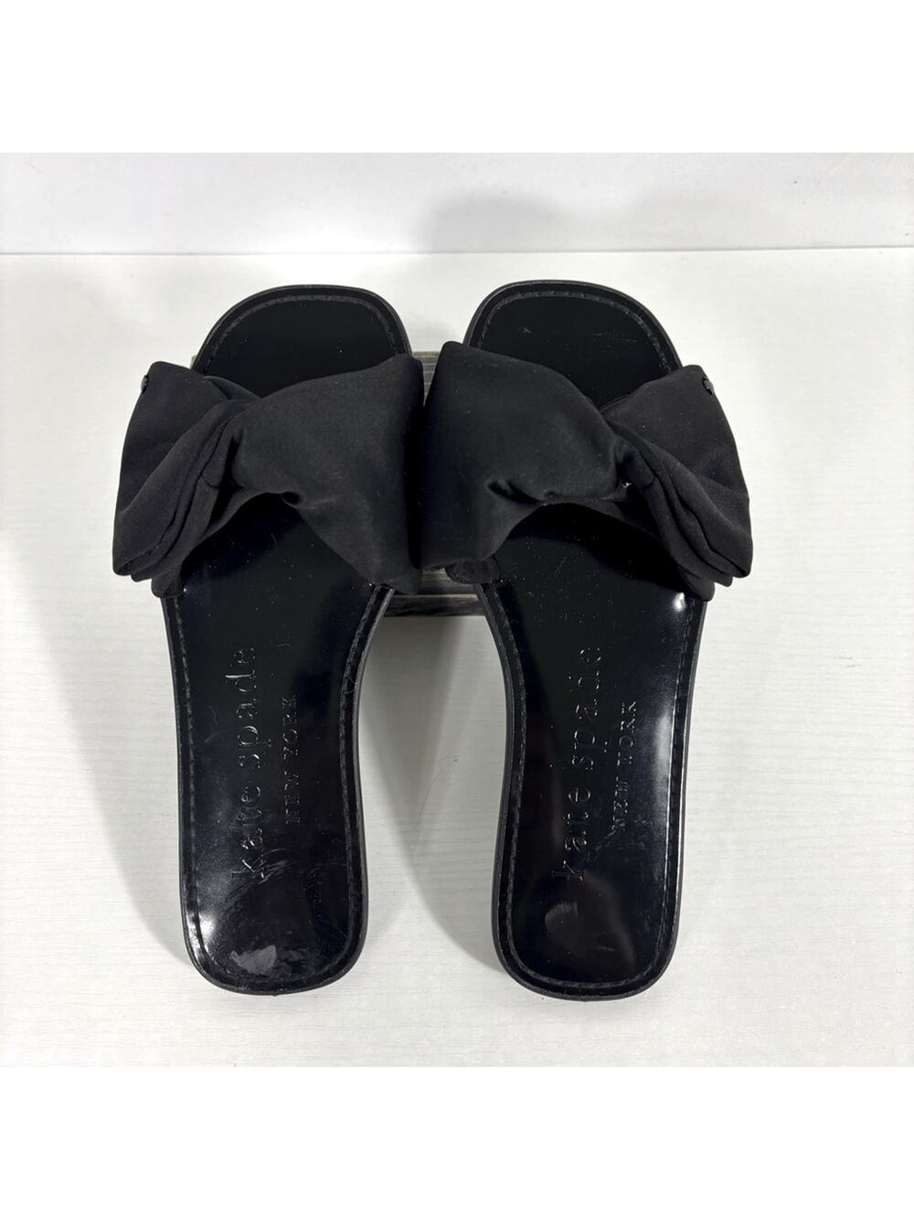 Kate Spade Elegant Black Bow Slip On Sandals Size 6